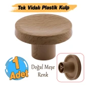Tek Vidalı Bohem İç Bükey Plastik Düğme Kulp Kubik Doğal Meşe Renk Mobilya Dolap Çekmece Kulpu Kulbu thumbnail 2