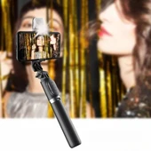 BUFFER® Kendiliğinden Işıklı Masaüstü Tripod Olabilen Telefon Tutuculu Kablosuz Kumandalı Selfie Çubuğu - 4