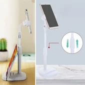 BUFFER® Masa Üstü Tablet ve Telefon Tutucu Plastik Aparat Beyaz Telefon Standı - 5