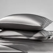 Antibakteriyel Terletmeyen İpek Saten Yastık Kılıfı 2'li 50x70 Gri - 5