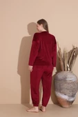Boyraz Kadın KIŞLIK Fransız Kadife Büyük Beden Bisiklet Yaka Uzun Kol Pijama Takımı 03148 - 1 Adet  Bordo 3XL thumbnail 6