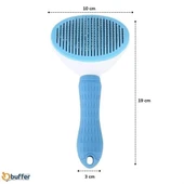BUFFER® Kedi Köpek Tüy Toplayıcı Kendini Temizleyebilen Ergonomik Saplı Evcil Hayvan Tarağı Mavi thumbnail 4
