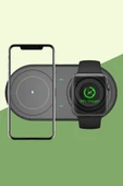 BUFFER® 2si 1arada Kablosuz Saat,Kulaklık ve Telefon Hızlı Şarj Etme Aparatı - 6