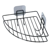 BUFFER® Yapışkanlı Banyo Köşeliği Kancalı Köşe Rafı Duş Şampuanlık Duvar Düzenleyici Organizer Raf - 4