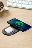 BUFFER® 2si 1arada Kablosuz Saat,Kulaklık ve Telefon Hızlı Şarj Etme Aparatı - 7
