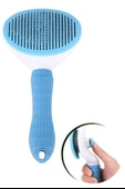 BUFFER® Kedi Köpek Tüy Toplayıcı Kendini Temizleyebilen Ergonomik Saplı Evcil Hayvan Tarağı Mavi thumbnail 7