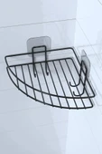 BUFFER® Yapışkanlı Banyo Köşeliği Kancalı Köşe Rafı Duş Şampuanlık Duvar Düzenleyici Organizer Raf - 8