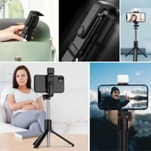 BUFFER® Kendiliğinden LED Işıklı Kumandalı Uzayabilen Selfie Çubuğu,Masa Üstü Tripod - 2