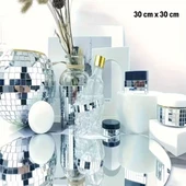 BUFFER® Kare Silver Cam Mozaik Fayans Çıkartmaları El İşi Kare Cam Fayans Kendinden Yapışkanlı Aynalı Dekor Panel 30x30 Cm - 3