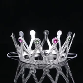 Gümüş Renk Çocuk ve Yetişkin Uyumlu Kraliçe Tacı Prenses Tacı 8X25 cm thumbnail 8