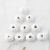 Loren 10 Adet Beyaz Yassı Ahşap Boncuk thumbnail 1