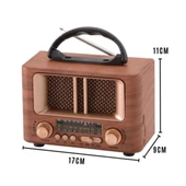 BUFFER® Küçük Mini Boy Retro Ahşap Tasarım Bluetooth Hoparlörlü Radyo – FM/AM Destekli, Şarjlı ve Taşınabilir Radyo NS-8108 - 5