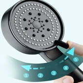 BUFFER® 5 Fonksiyonlu Yüksek Basınçlı Ayarlanabilir Siyah Duş Başlığı - 4