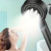 BUFFER® 5 Fonksiyonlu Yüksek Basınçlı Ayarlanabilir Siyah Duş Başlığı - 2