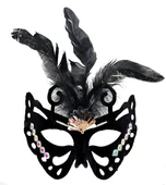 Siyah Süet Tüylü Kelebek Figür Parti Maskesi - 1