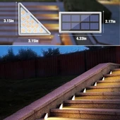 BUFFER® 8 Adet Üçgen  Güneş Enerjisi ile Şarj Olan Dış Mekan Solar Basamak Köşe Lambası - 6