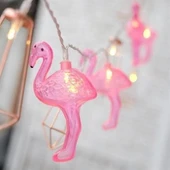 BUFFER® 10lu Pilli Led Flamingo Dekoratif Işık Zinciri Aydınlatma 1,5 Mt - 4