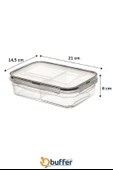 BUFFER® 3 Bölmeli Kilitli Kapaklı 1 Litre Erzak Saklama Kabı LC-510 - 8