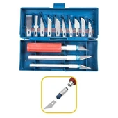 BUFFER® Zanaat 16 Parça Hobi Gravür Ahşap Heykel Çömlek Oyma Şekil Verme 13 Maket Bıçak Neşter Seti thumbnail 2