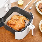 BUFFER® 200 Adet Air Fryer Pişirme Kağıdı Tek Kullanımlık Pişirme Kağıdı Delikli Kare Model - 5