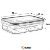 BUFFER® 4 Bölmeli Sızdırmaz Contalı Kilitli Kapaklı 1 Litre Erzak Saklama Kabı -LC520 - 3