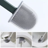 BUFFER® Duvara Monte Edilebilir Kapaklı Askılı Klozet Yumuşak Silikon Başlıklı Tuvalet Fırçası Seti - 8