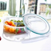 BUFFER® 3 Bölmeli Sızdırmaz Contalı Kilitli Kapaklı 1,35 Litre yuvarlak Erzak Saklama Kabı LC-500 - 2