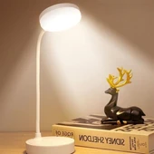 BUFFER® Yuvarlak USBli Dokunmatik 3 Kademeli 360 Derece Özel Göz Korumalı Led Lityum Masa Lambası - 1