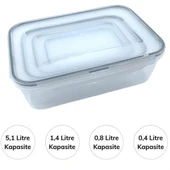 BUFFER® 4lü İç İçe Sızdırmaz Contalı Kilitli Kapaklı Plastik Erzak Saklama Kapları LC315 - 2