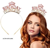 Birthday Princess Kristal Taç – Altın Kaplama thumbnail 3