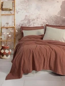 Çift Kişilik Yatak Örtülü Pike Takımı Natura Vilo Kiremit thumbnail 1