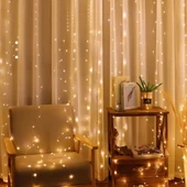 BUFFER® Uzaktan Kumandalı LED Perdeye Takılabilen Kancalı Işık Usb 3x3 Metre Peri Perde LED - 4