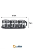 BUFFER® Gri 3lü Standlı Kapaklı Kaşıklı Cam Hava Sızdırmaz Baharatlık Takımı KC-386 - 8