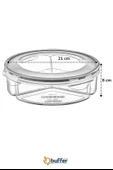 BUFFER® 3 Bölmeli Sızdırmaz Contalı Kilitli Kapaklı 1,35 Litre yuvarlak Erzak Saklama Kabı LC-500 - 8