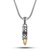 Gümüş Siyah Zirkon Taşlı Mermi Erkek Kolye SL12605 thumbnail 1