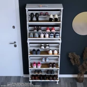 Modilayn VARBİ UMAY' 2 Li Antre Hol 72x205x26 cm’ lik 5 Düşer Kapak 10 Göz Raflı Ayakkabılık thumbnail 5