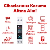 Tongou Ekranlı Akıllı Voltaj ve Akım Koruma Rölesi - Sıcaklık WiFi Özellikli Çift Kutuplu Monofaz thumbnail 2