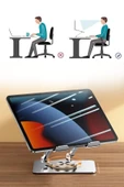 BUFFER® 360 Derece Dönebilen Yükseltilmiş Masaüstü Ayarlanabilir  Metal Tablet Standı - 8