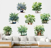 Saksılı Çiçek Tasarımlı 8li Sticker (5250) - 1