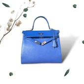 Klasi̇k Model Ki̇li̇tli̇ Kadın El Omuz Çantası Saks - 3