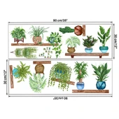 Raflı Saksılı Çiçek Tasarımlı Yapışkanlı Sticker (5250) - 5