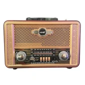 Retro, Nostaljik, Ahşap Tasarım Bluetooth Hoparlörlü, Şarjlı, Taşınabilir Otantik Tasarımlı FM/AM Destekli Radyo NS8098 (5250) - 1