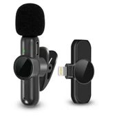 BUFFER® Type C Uyumlu İphone Dönüştürücülü Kablosuz Yaka Mikrofonu Android ve İphone Uyumlu Mini Mikrofon - 3