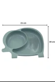 BUFFER® Bebek ve Çocuk için Sevimli Fil Model Desenli Yemek Bebek Mama Kabı Bölmeli Tabak - 4