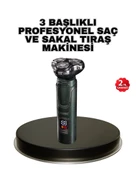 Kablosuz Profesyonel Erkek Bakım Seti – 3 Başlıklı, 3D Akıllı Kesim, Taşınabilir thumbnail 1