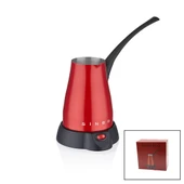 KIRMIZI ELEKTİRKLİ CEZVE TÜRK KAHVE MAKİNESİ 5 FİNCAN - 400ML HAZNE PASLANMAZ ÇELİK 360 DERECE DÖNEBİLME SCM-2960 (5250) - 1