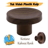 Tek Vidalı Bohem İç Bükey Plastik Düğme Kulp Kestane Kahvesi Renk Mobilya Dolap Çekmece Kulpu Kulbu thumbnail 2