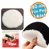 Yün Ped Ø 180 mm Pasta Cila Polisaj Süngeri Cırt Tabanlı Kuzu Postu Yünü Keçesi Parlatma ( 5 Adet ) thumbnail 1