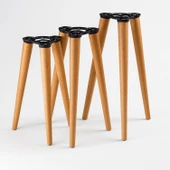 Boyalı Doğal Ahşap Sehpa Ayak Takımı 3'lü Set Silindir Mobilya Ayağı Aksesuar Ayakları Kahverengi thumbnail 6