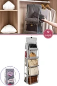 Çanta ve Ayakkabı Düzenleyici 10 Cepli, Dolap İçi Askılı Pencereli Çanta Cüzdan Ayakkabı Organizer - 1